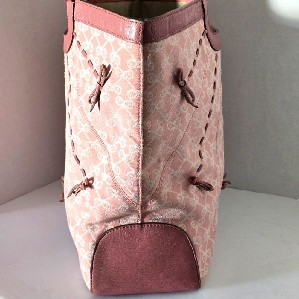 Anya Hindmarch Pink Bow Canvas and Leather Tote Bag - Picture 7 of 16